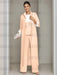 Ankle-Length Mother of the Bride Pantsuits in 3 Pieces Featuring Square Neck Jacket & Lace Appliques