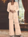 Sequined Chiffon Pantsuits for the Mother of the Bride with Jacket