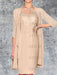 Peach Pink Knee-Length V-Neck Sheath/Column Mother of the Bride Dresses 