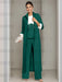 Ankle-Length Mother of the Bride Pantsuits in 3 Pieces Featuring Square Neck Jacket & Lace Appliques