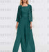 Floor-Length Square Neck Chiffon Mother of the Bride Pantsuit with Jacket & Side Split