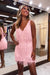 Pearl Pink V-Neck Backless Tight Short Homecoming Dress with Fringes