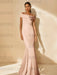 Minimalist Off-the-Shoulder Mother of the Bride Dresses in Trumpet/Mermaid Style with Detachable Flower