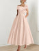 Off-the-Shoulder Sleeveless A-Line Princess Ankle-Length Mother of the Bride Dress with Bow(s)