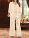 Plus Size 3-Piece Mother of the Bride Chiffon Pantsuit with V-Neck Floor-Length Jacket & Sequins