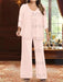 Plus Size 3-Piece Mother of the Bride Chiffon Pantsuit with V-Neck Floor-Length Jacket & Sequins