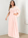 Plus Size Floor-Length Mother of the Bride A-Line Dress with Scoop Neckline Pleats and Sequins