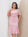 Plus Size Tea-Length Mother of the Bride Dresses with Appliques Trumpet/Mermaid Scoop Half Sleeves