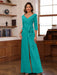 V-Neck Chiffon Jumpsuit with Ruched Detail and 3/4 Sleeves for the Mother