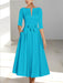 Ankle-Length Mother of the Bride A-Line Dress with Half Sleeves and Pockets
