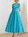 Off-the-Shoulder Sleeveless A-Line Princess Ankle-Length Mother of the Bride Dress with Bow(s)