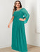 Plus Size Floor-Length Mother of the Bride A-Line Dress with Scoop Neckline Pleats and Sequins