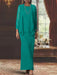 Floor-Length Scoop Neck Sheath Dress with Long Sleeves and Jacket for the Mother of the Bride