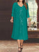 Pool V-Neck Long-Sleeve Tea-Length Plus Size Mother of the Bride Dress with Jacket and Sequins