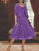 Princess A-Line Tea-Length Mother of the Bride Dress with Scoop Neck Half Sleeves Appliques and Jacket