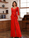 V-Neck Chiffon Jumpsuit with Ruched Detail and 3/4 Sleeves for the Mother