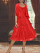 Princess A-Line Tea-Length Mother of the Bride Dress with Scoop Neck Half Sleeves Appliques and Jacket