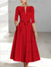 Ankle-Length Mother of the Bride A-Line Dress with Half Sleeves and Pockets