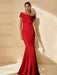 Minimalist Off-the-Shoulder Mother of the Bride Dresses in Trumpet/Mermaid Style with Detachable Flower