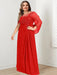 Plus Size Floor-Length Mother of the Bride A-Line Dress with Scoop Neckline Pleats and Sequins