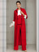 Ankle-Length Mother of the Bride Pantsuits in 3 Pieces Featuring Square Neck Jacket & Lace Appliques