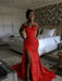 Red Sparkly Strapless Mermaid Sequined Prom Dress with Slit