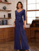 V-Neck Chiffon Jumpsuit with Ruched Detail and 3/4 Sleeves for the Mother