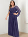 Plus Size Floor-Length Mother of the Bride A-Line Dress with Scoop Neckline Pleats and Sequins