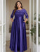 Regency Plus Size Floor-Length Mother of the Bride A-Line Dress with 3/4 Sleeves Scoop Neck Bow & Sequins