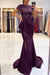 Regency Short Sleeve Lace Mermaid Prom Dress with Slit