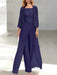 Floor-Length Square Neck Chiffon Mother of the Bride Pantsuit with Jacket & Side Split