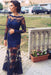 Royal Blue Trumpet/Mermaid Bateau Long Sleeves Applique Lace Dresses - Prom Dresses