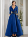 V-Neck A-Line Princess Floor-Length Mother of the Bride Dress with 3/4 Sleeves Appliques and Beading