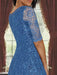 Princess A-Line Tea-Length Mother of the Bride Dress with Scoop Neck Half Sleeves Appliques and Jacket