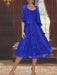 Princess A-Line Tea-Length Mother of the Bride Dress with Scoop Neck Half Sleeves Appliques and Jacket