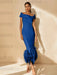 Unique Off-the-Shoulder Tea-Length Mother of the Bride Dress with Short Sleeves and Feathers