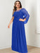 Plus Size Floor-Length Mother of the Bride A-Line Dress with Scoop Neckline Pleats and Sequins