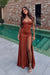 Rust Sweetheart Satin Prom Dress Mermaid with Front Split