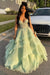Spaghetti Straps Tulle Aline Prom Dress Floral Tiered Ruffles Corset Formal Dress