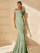 Minimalist Off-the-Shoulder Mother of the Bride Dresses in Trumpet/Mermaid Style with Detachable Flower