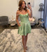 Sage Pearl Corset Homecoming Dress with Off-Shoulder Straps