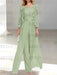 Floor-Length Square Neck Chiffon Mother of the Bride Pantsuit with Jacket & Side Split