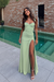 Sage Sweetheart Satin Prom Dress Mermaid with Front Split