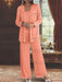 Sequined Chiffon Pantsuits for the Mother of the Bride with Jacket