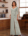 V-Neck Chiffon Jumpsuit with Ruched Detail and 3/4 Sleeves for the Mother