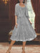Princess A-Line Tea-Length Mother of the Bride Dress with Scoop Neck Half Sleeves Appliques and Jacket