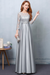 Silver Evening Dress Satin Prom Dress Lace Applique Wedding Guest Dresses Sash A Line Maxi Mother's Dress wedding guest dress