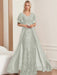 Plus Size Mother of the Bride A-Line Floor-Length Dress with V-Neck and Half Sleeves