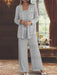 Sequined Chiffon Pantsuits for the Mother of the Bride with Jacket