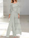 Floor-Length Square Neck Chiffon Mother of the Bride Pantsuit with Jacket & Side Split